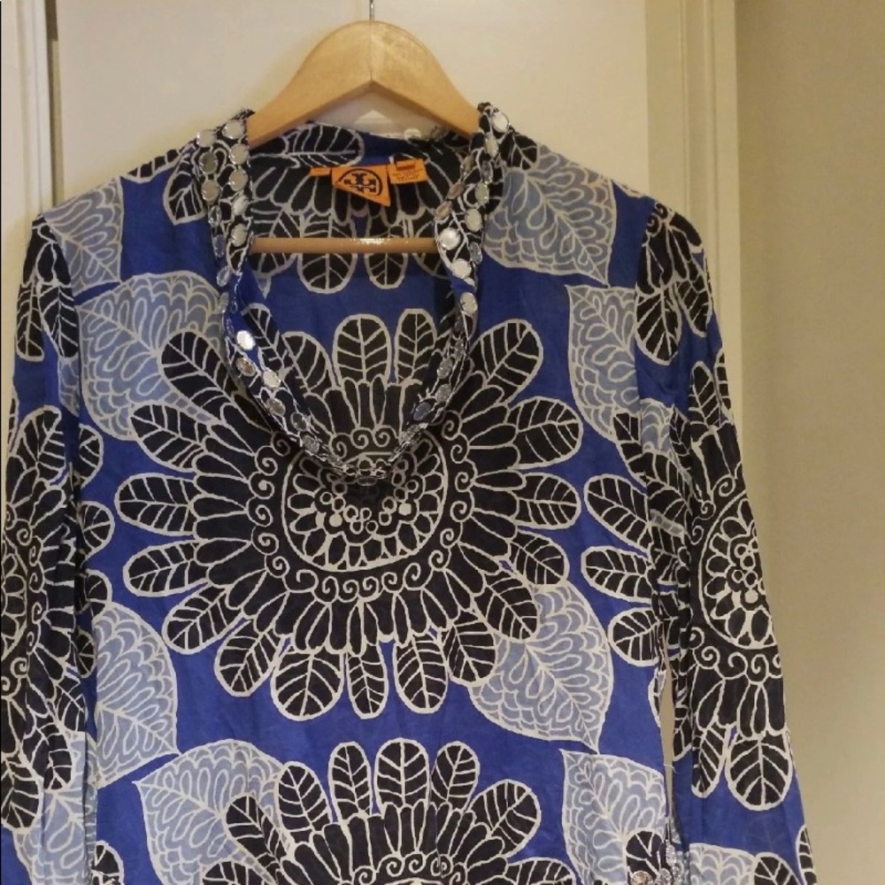 Tory Burch floral tunic top 4 blue